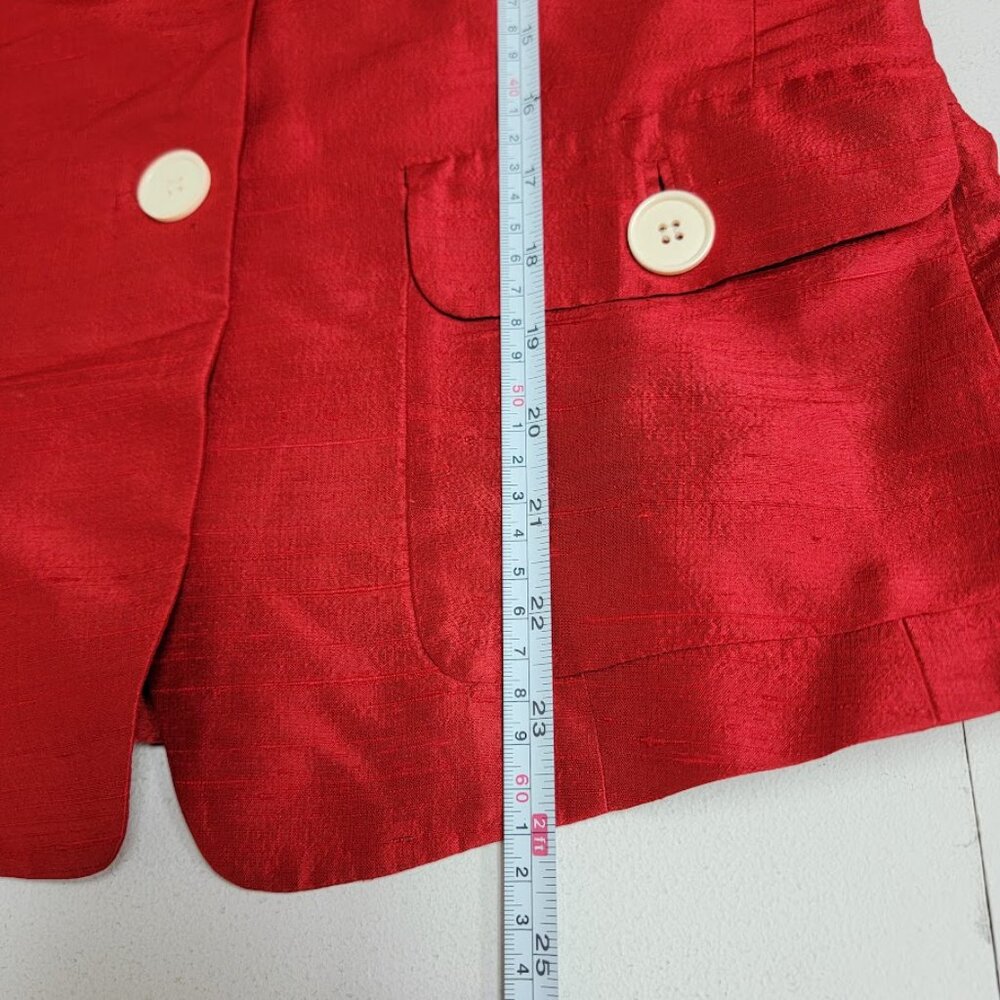 Lafayette 148 Womens Red 100% Silk Professional Blazer Jacket Sz 8 Luxury Career - Picture 8 of 12